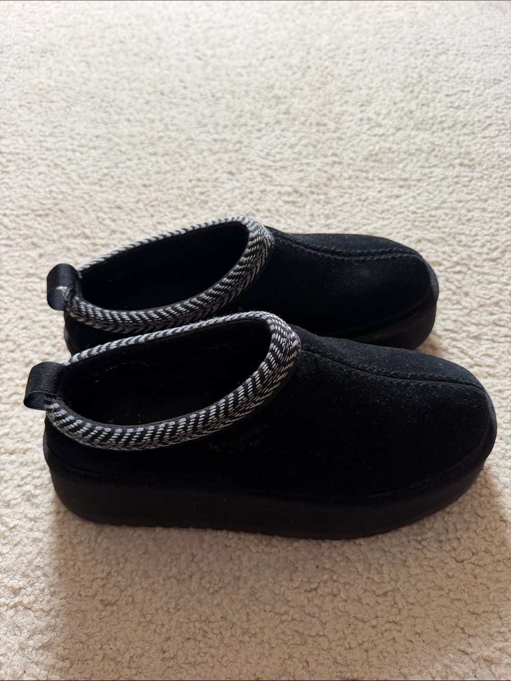 Black Slip-On, Platform, Cozy Shoes with Contrast Trim